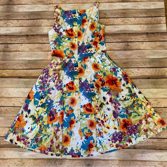 NWOT Black Label by Evan Picone Multicolored Floral Sleeveless Lined Dress Size8 - Picture 6 of 13